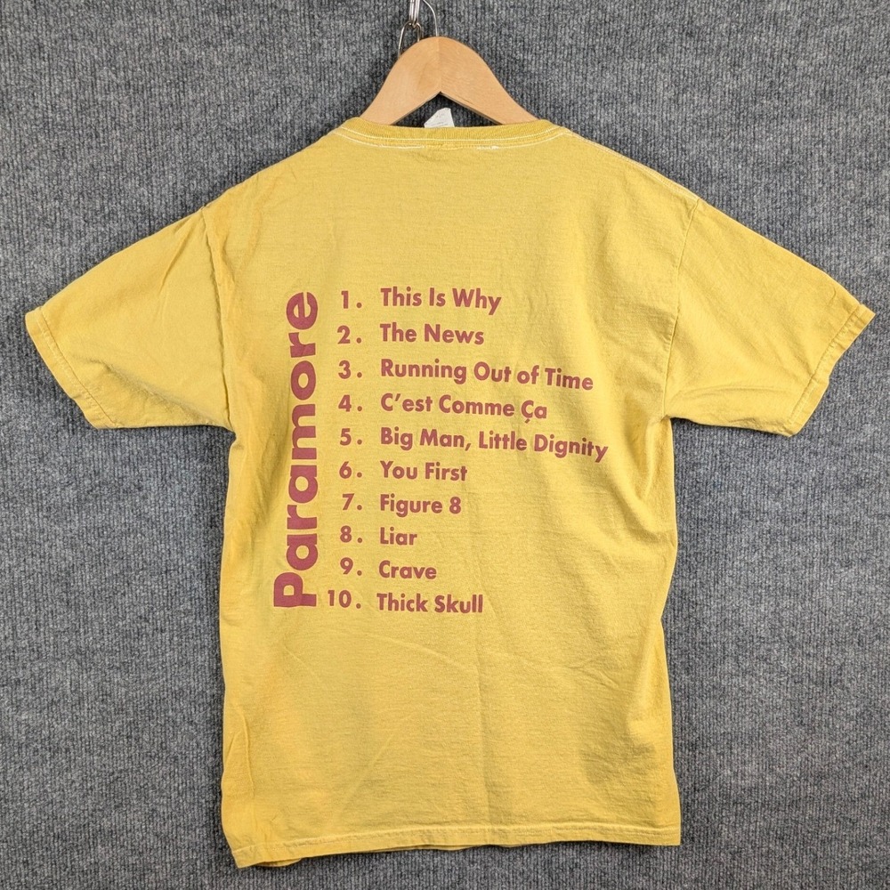 Paramore This Is Why Album Tracklist Band T-Shirt Yellow XS 100% Cotton Tee